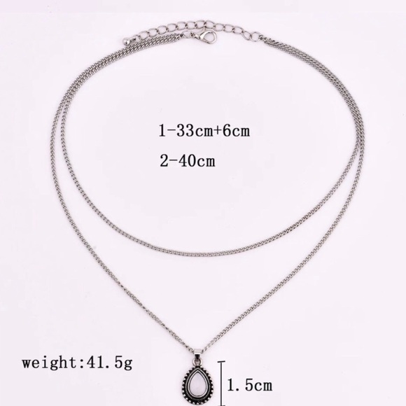 ✨RESTOCKED!! Antiqued Water Drop Stone Pendant✨ - Picture 3 of 4